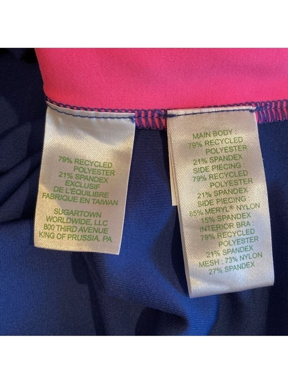 Lilly Pulitzer Vanti Luxletic UPF 50+ Oyster Bay Navy Bra Tank Top Size Medium - Picture 8 of 8